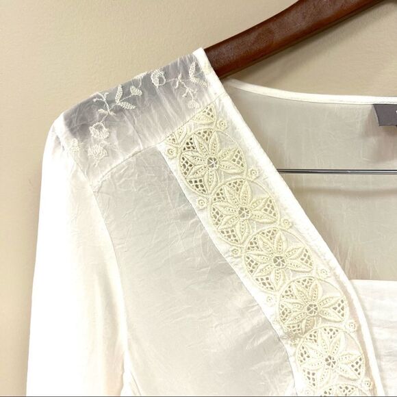 👠J Jill peasant romantic embroidered top. Size Med - Picture 2 of 10